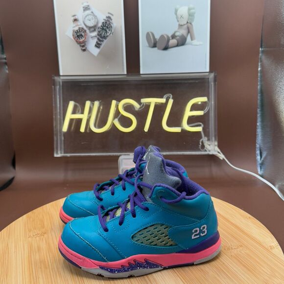 Nike Air Jordan 5 V Retro (TD) Tropical Teal Digital Pink 8.5C - Picture 2 of 10